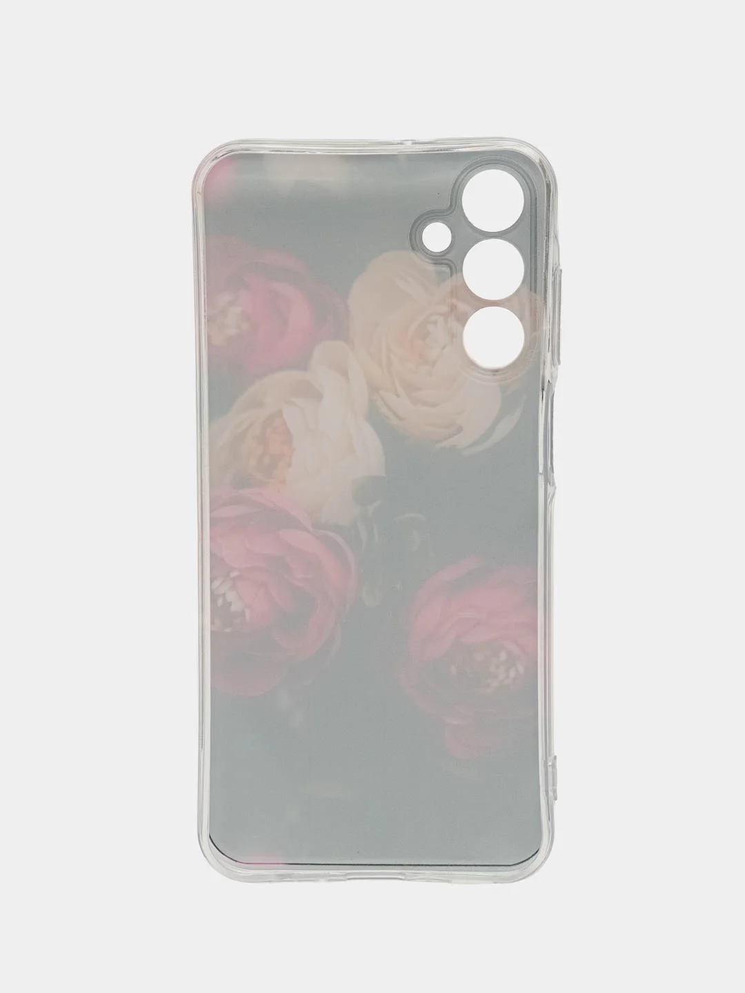 Кораллово-розовый чехол на Samsung Galaxy A15 / Самсунг А15 прозрачный, с рисунком, защита камеры
