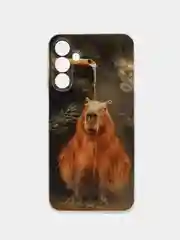 Коричневый чехол на Samsung Galaxy A15 / Самсунг А15 прозрачный, с рисунком, защита камеры