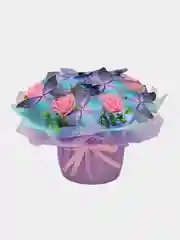 Сиреневый букет из мягких игрушек и бабочек, светящийся, подарок