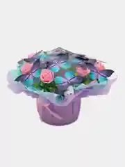 Сиреневый букет из мягких игрушек и бабочек, светящийся, подарок