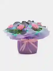 Сиреневый букет из мягких игрушек и бабочек, светящийся, подарок