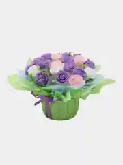 Пудровый букет из мягких игрушек и бабочек, светящийся, подарок