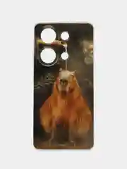 Коричневый чехол на Xiaomi Redmi Note 13 Pro 4G/Poco M6 Pro 4G прозрачный, с рисунком, защита камеры