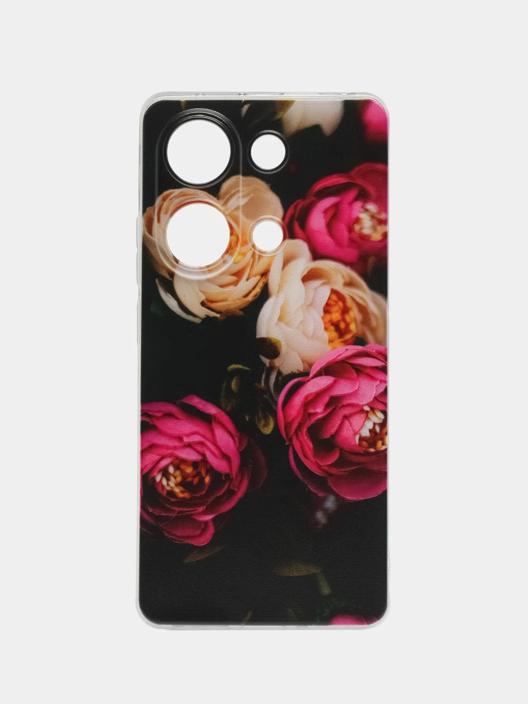 Кораллово-розовый чехол на Xiaomi Redmi Note 13 Pro 4G/Poco M6 Pro 4G прозрачный, с рисунком, защита камеры