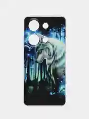 Синий чехол на Xiaomi Redmi Note 13 Pro 4G/Poco M6 Pro 4G прозрачный, с рисунком, защита камеры