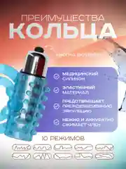 Синий двойное виброкольцо, эрекционное кольцо с вибрацией на пенис и мошонку, стимуляция клитора
