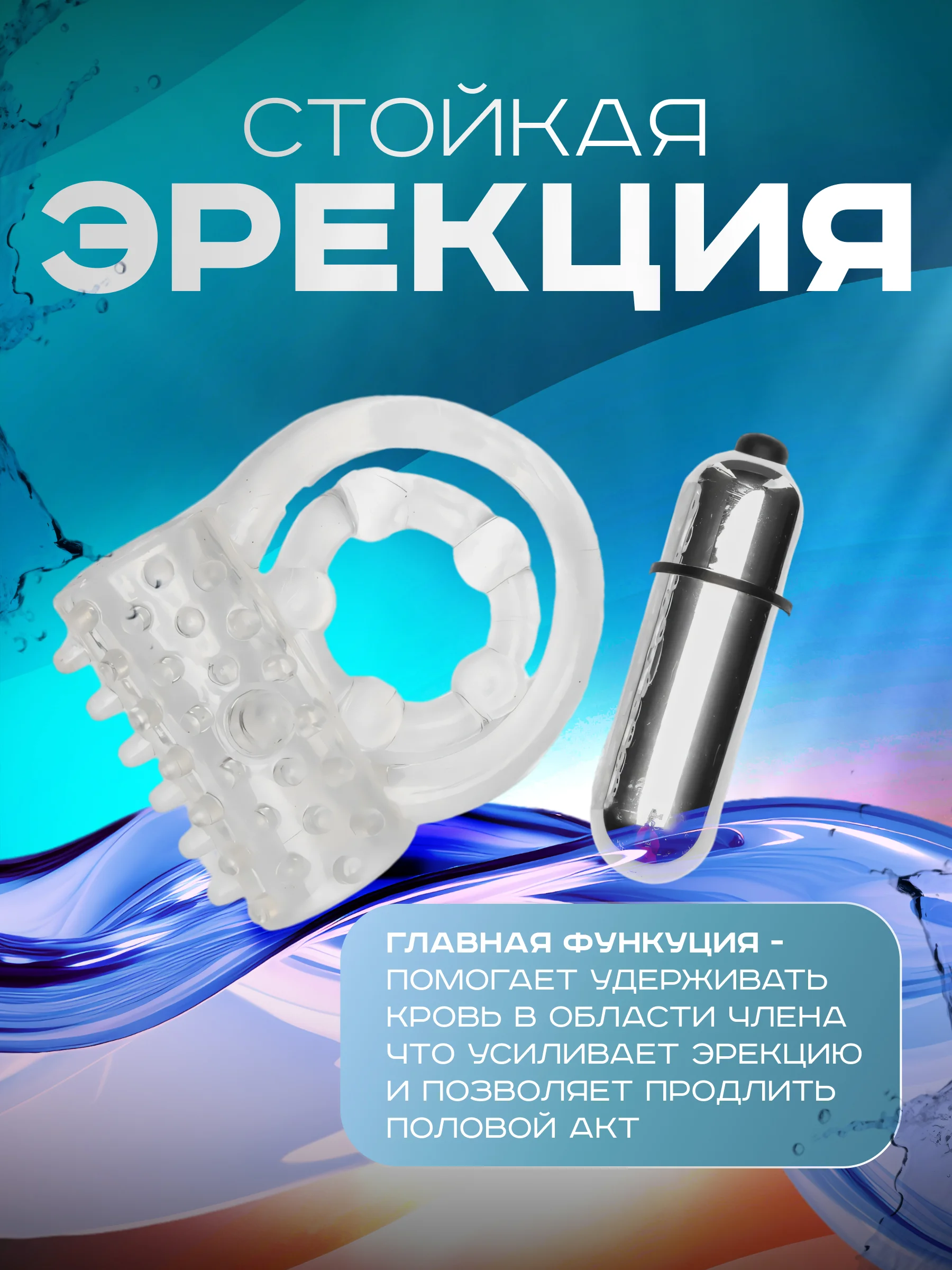 Прозрачный двойное виброкольцо, эрекционное кольцо с вибрацией на пенис и мошонку, стимуляция клитора