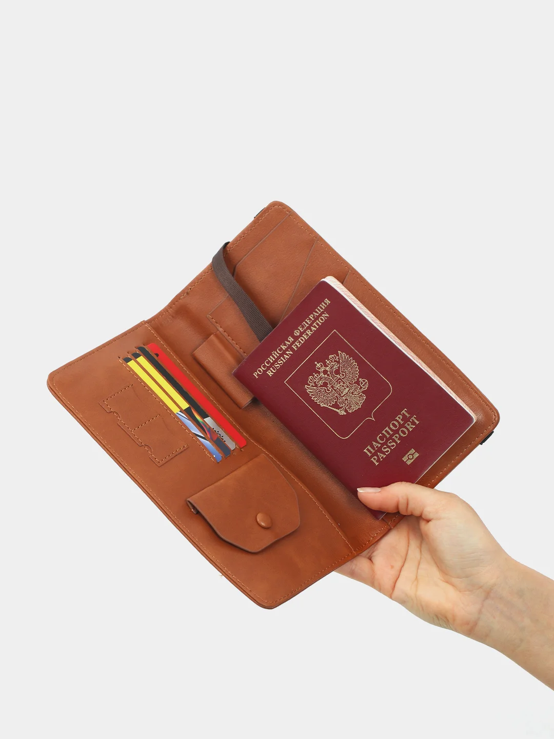 Черный кошелек-обложка для документов, паспорта, карт и денег, с RFID защитой