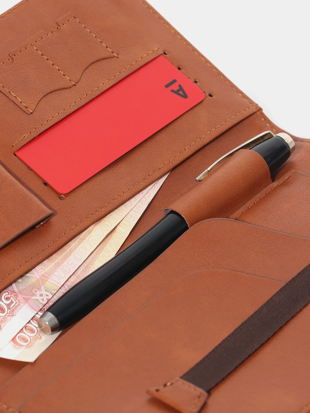 Медный кошелек-обложка для документов, паспорта, карт и денег, с RFID защитой