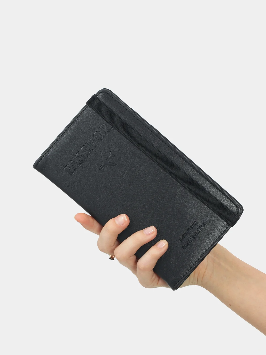 Черный кошелек-обложка для документов, паспорта, карт и денег, с RFID защитой