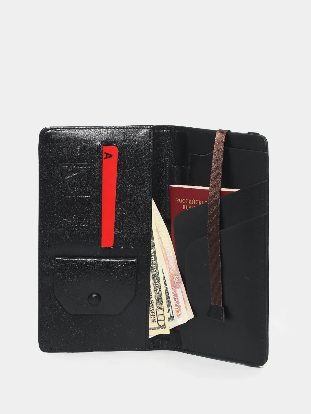 Серый кошелек-обложка для документов, паспорта, карт и денег, с RFID защитой