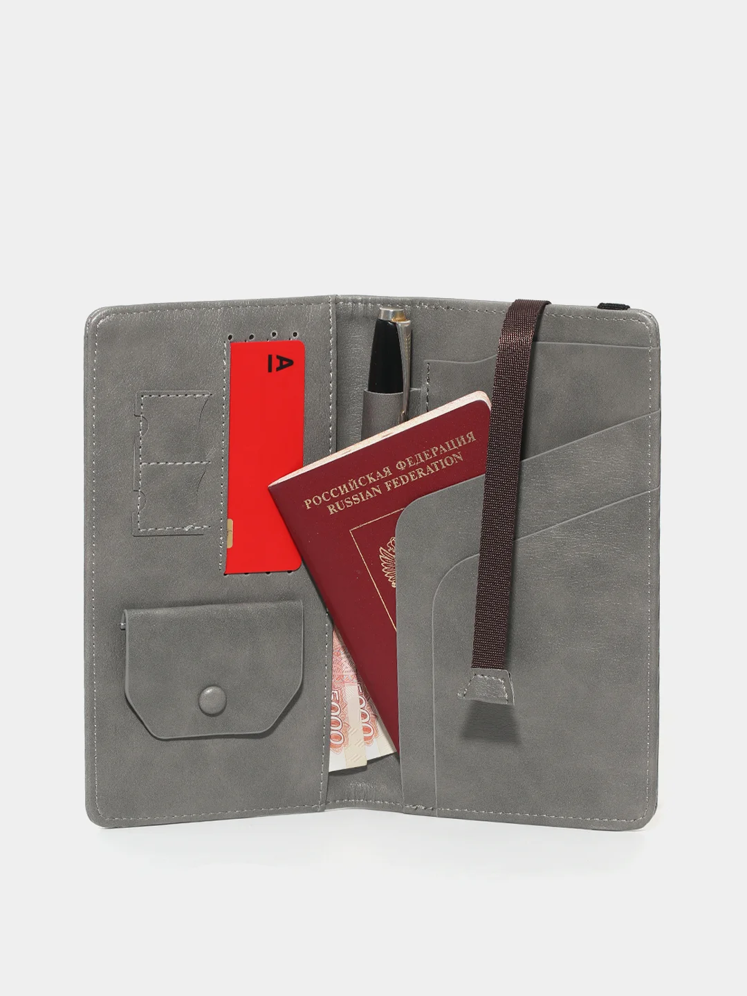 Черный кошелек-обложка для документов, паспорта, карт и денег, с RFID защитой