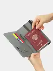 Серый кошелек-обложка для документов, паспорта, карт и денег, с RFID защитой