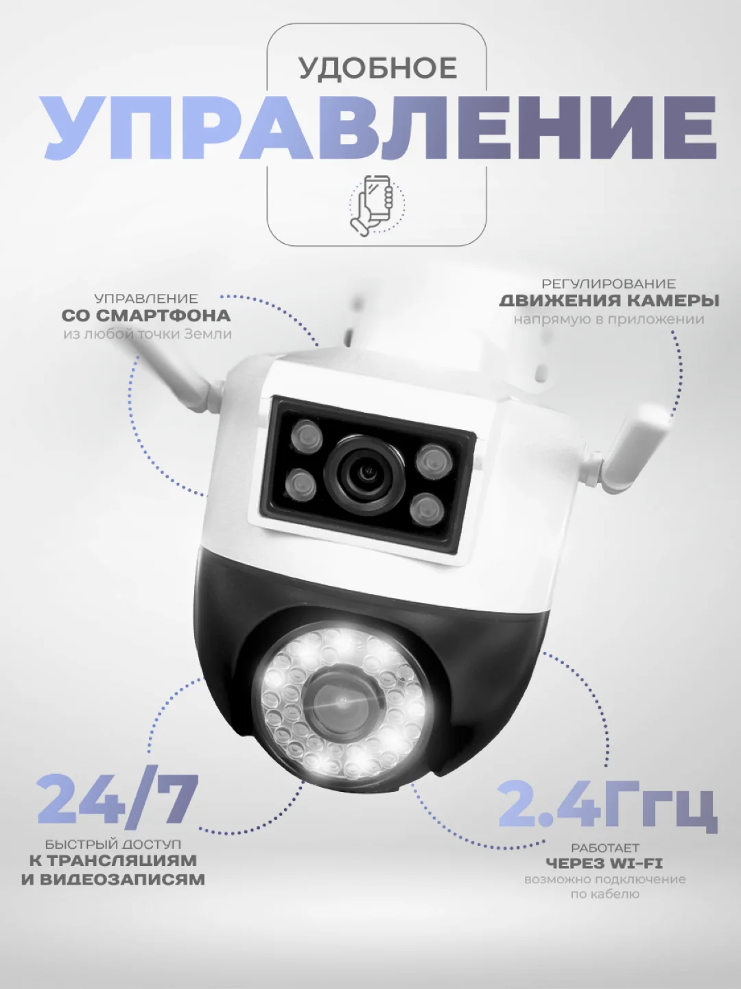 Поворотная камера видеонаблюдения WIFI IP Ps-Link c 2 камерами и защитой IP66