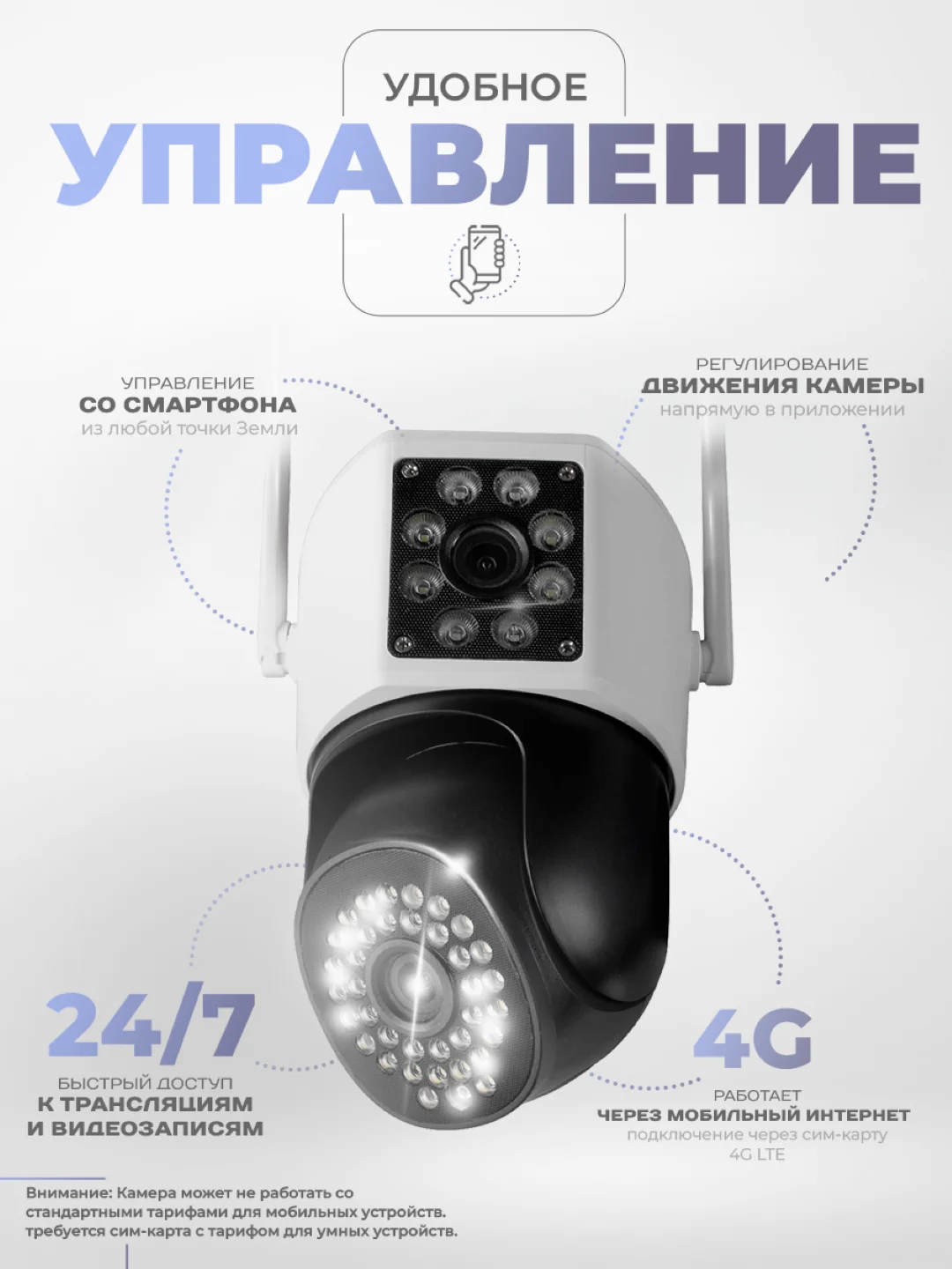 Поворотная уличная камера видеонаблюдения 4G IP Ps-Link GBC20 c 2 камерами и защитой IP66