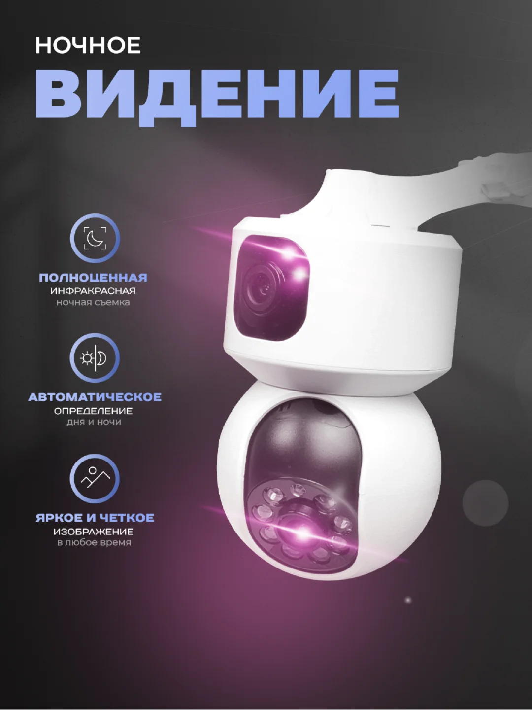 Поворотная камера видеонаблюдения 4G LTE IP 2Мп Ps-Link GBA20 с 2 камерами для помещения