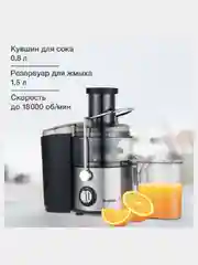 Черный соковыжималка Blackton Bt J2110, 650 Вт, 2 СКОРОСТИ, Объемом 0,8л