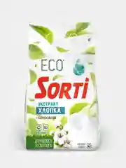 Стиральный порошок SORTI, для белого и светлого, с экстрактом хлопка, атомат, 2,4 кг