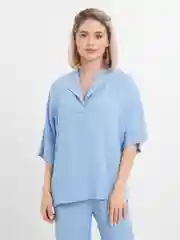 Голубой домашний костюм женский, сингапур ткань