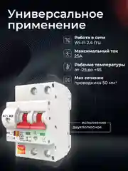 Умный двухполюсный автоматический выключатель Ps-Link MCB-2P WIFI с таймером, расписанием