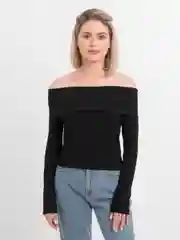 Черный кроп топ с открытыми плечами