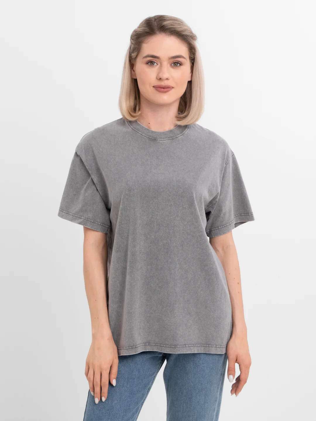 Серый женская футболка oversize варёнка, однотонная футболка , базовая футболка, летняя футболка