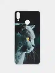 Тёмно-серый силиконовый чехол на Honor 8X / Хонор 8Х прозрачный, с рисунком, защита камеры