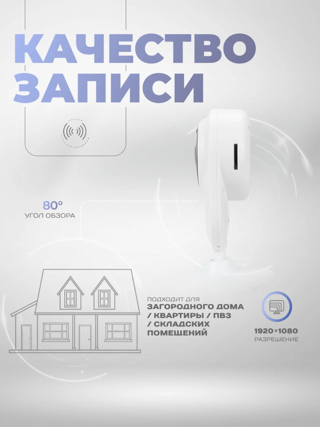 Умная камера видеонаблюдения WIFI IP 2Мп 1080P PS-link TD20 для помещений с микрофоном