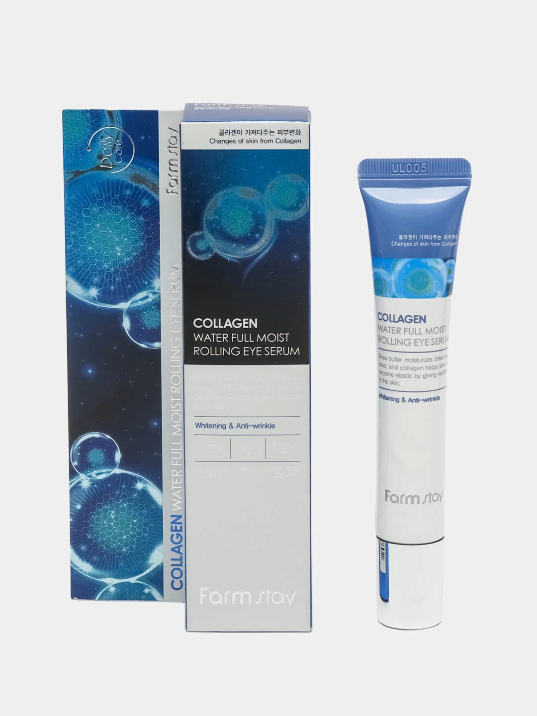 Голубой увлажняющая сыворотка-роллер для век и кожи вокруг глаз FarmStay Rolling Eye Serum