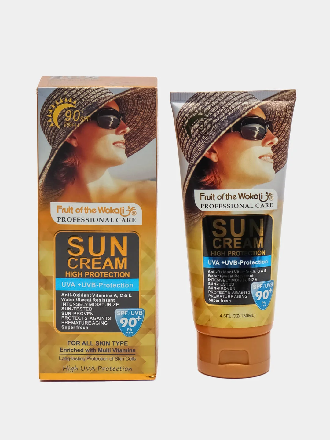 Золотой солнцезащитный крем для лица и тела Fruit Of The Wokali Sun Cream High Protection SPF/UVB
