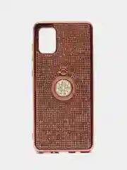 Коралловый меланж чехол со стразами и кольцом держателем для Samsung A31