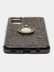 Черный чехол со стразами и кольцом держателем для Samsung A31