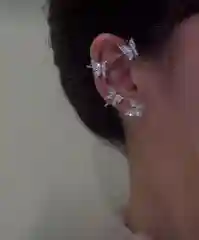 Серьга Кафф, бабочки со стразами