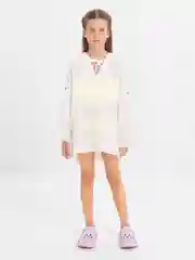 Белый туника из муслина детская пляжная с капюшоном, 2 цвета