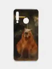 Коричневый чехол на Huawei P30 Lite/Honor 20S/20 Lite 2020 / Хуавей P30 Lite прозрачный, с рисунком