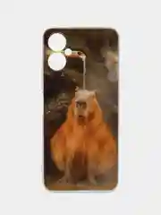 Коричневый чехол на Tecno Spark 9 Pro / Текно Спарк 9 Про прозрачный, с рисунком, защита камеры