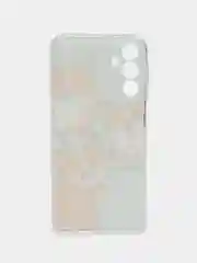 Светло-оранжевый чехол на Samsung Galaxy A15 / Самсунг А15 прозрачный, с рисунком, защита камеры