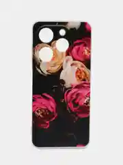 Кораллово-розовый чехол на Tecno Spark Go 2024/20C / Текно Спарк Го 2024/20C прозрачный, с рисунком