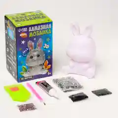Алмазная мозаика на фигурке для детей Милый зайчик, полное заполнение