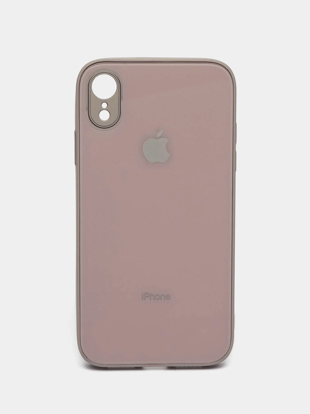 Бежевый меланж чехол для iPhone XR, силиконовый, со стеклянной панелью
