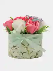 Бирюзовый букет из вспененного мыла , подарок на Новый год маме,сестре,коллеге ,подарочный набор