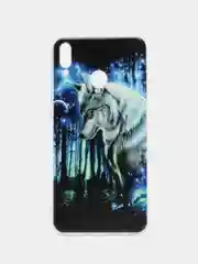 Синий силиконовый чехол на Honor 8X / Хонор 8Х прозрачный, с рисунком, защита камеры
