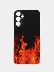Оранжевый чехол на Samsung Galaxy A15 / Самсунг А15 прозрачный, с рисунком, защита камеры
