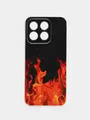 Оранжевый силиконовый чехол на Honor X8B / Хонор X8B прозрачный, с рисунком, защита камеры