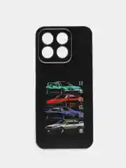 Хром силиконовый чехол на Honor X8B / Хонор X8B прозрачный, с рисунком, защита камеры
