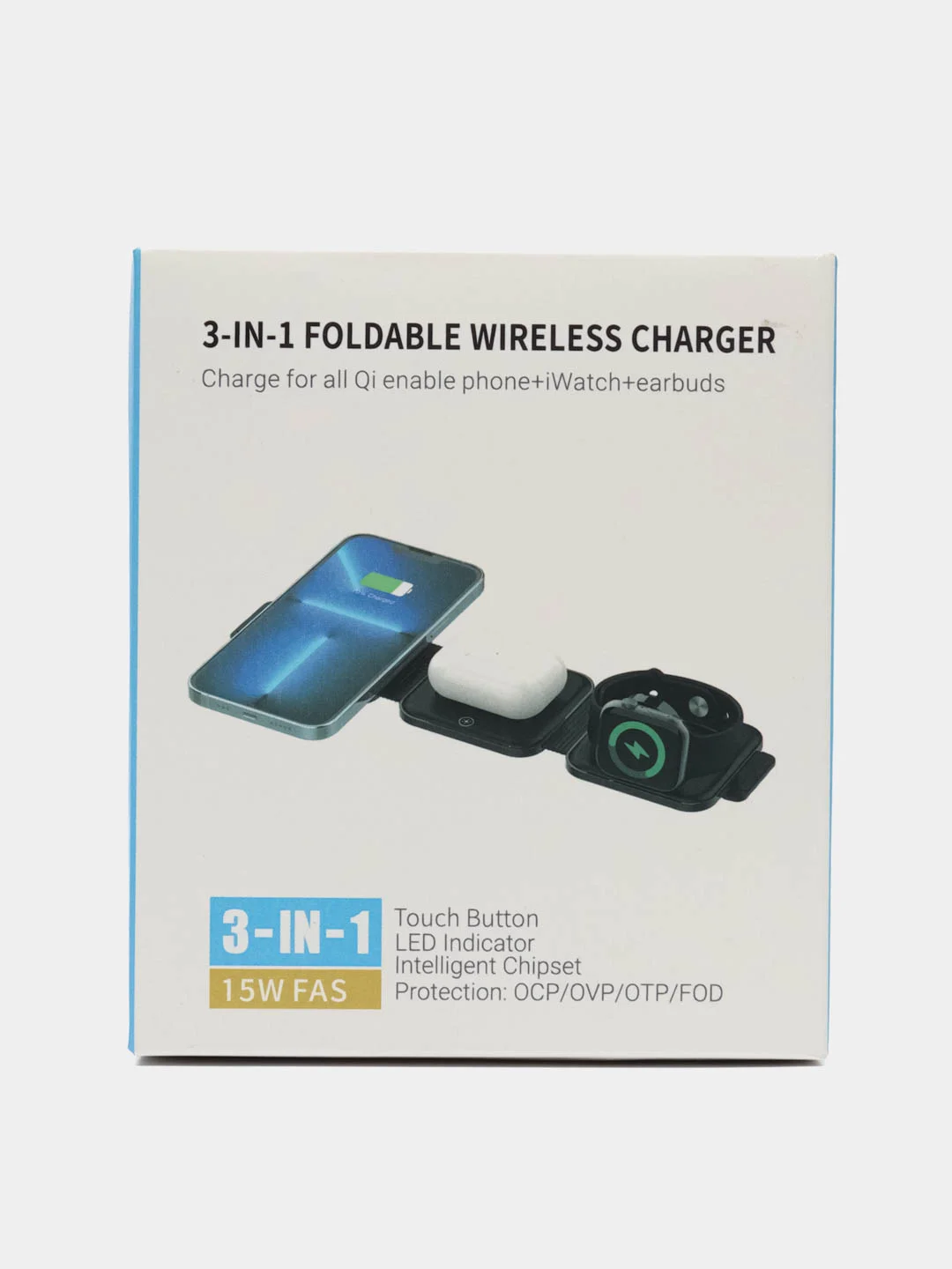 Белый компактное беспроводное зарядное устройство CharGuide 3 in 1