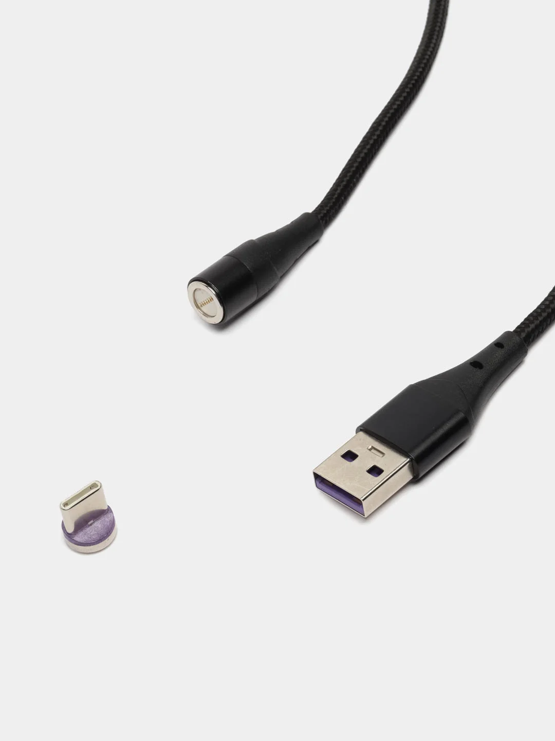 Черный кабель магнитный Quick Charge 5.0 Ампер+ магнитный коннектор для зарядки и передачи данных
