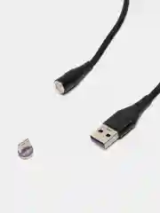 Черный кабель магнитный Quick Charge 5.0 Ампер+ магнитный коннектор для зарядки и передачи данных