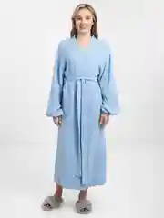 Голубой женский халат из муслина