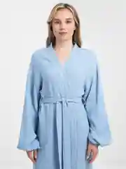 Голубой женский халат из муслина